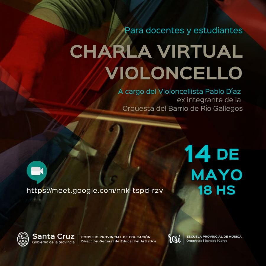 La Escuela Provincial de Música Re Si realizará charla virtual "Violoncello para docentes y estudiantes"