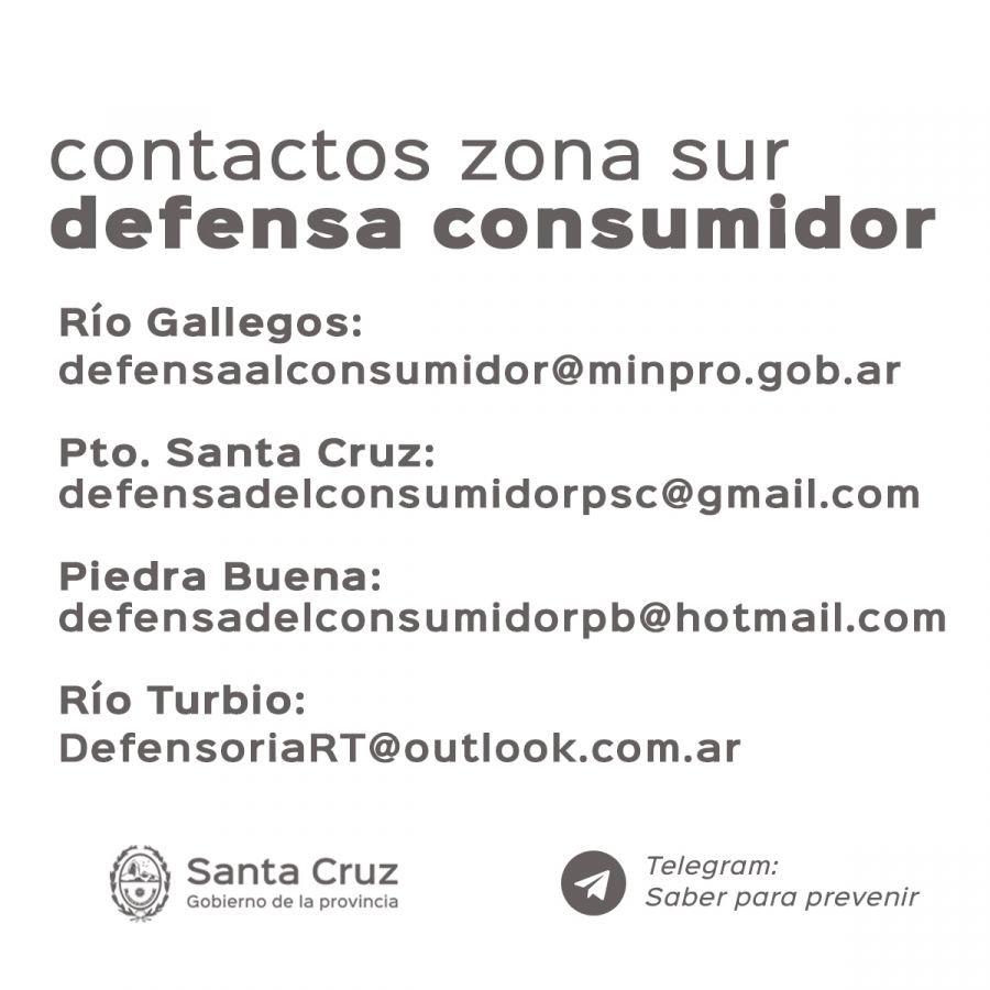 Datos de contacto de Defensa al Consumidor