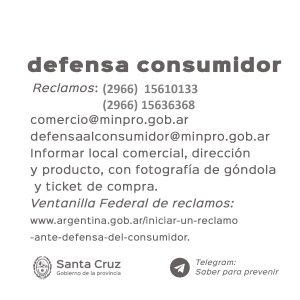Información importante de Comercio y Defensa al Consumidor