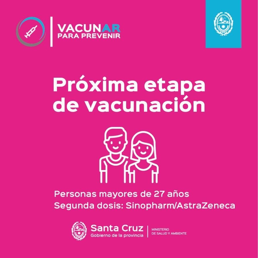 Vacunar para prevenir: Se otorgaran nuevos turnos para la aplicación de primeras dosis a mayores de 27 años