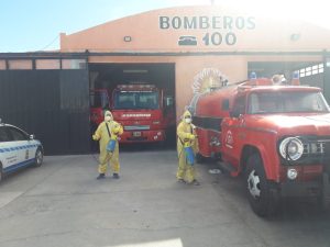 Bomberos realizan trabajos de desinfección en dependencias