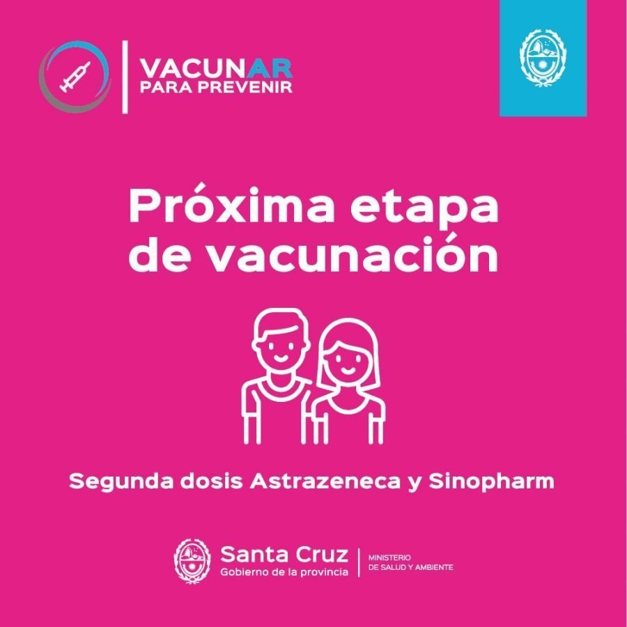 Vacunar para prevenir: Se habilitan turnos para la aplicación de segundas dosis de Astrazeneca y Sinopharm