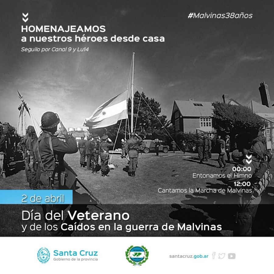 Vigilia por el 2 de Abril con banderas de Argentina y junto a los medios públicos