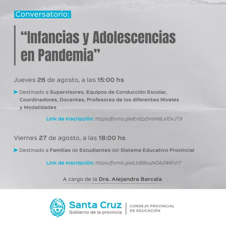 Educación realizará el Conversatorio “Infancias y adolescencias en pandemia”
