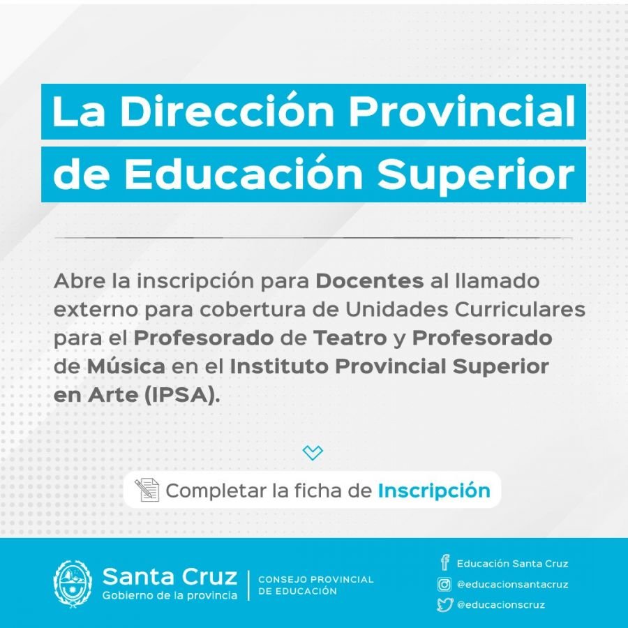 Convocan a cubrir Unidades Curriculares en el IPSA de Río Gallegos