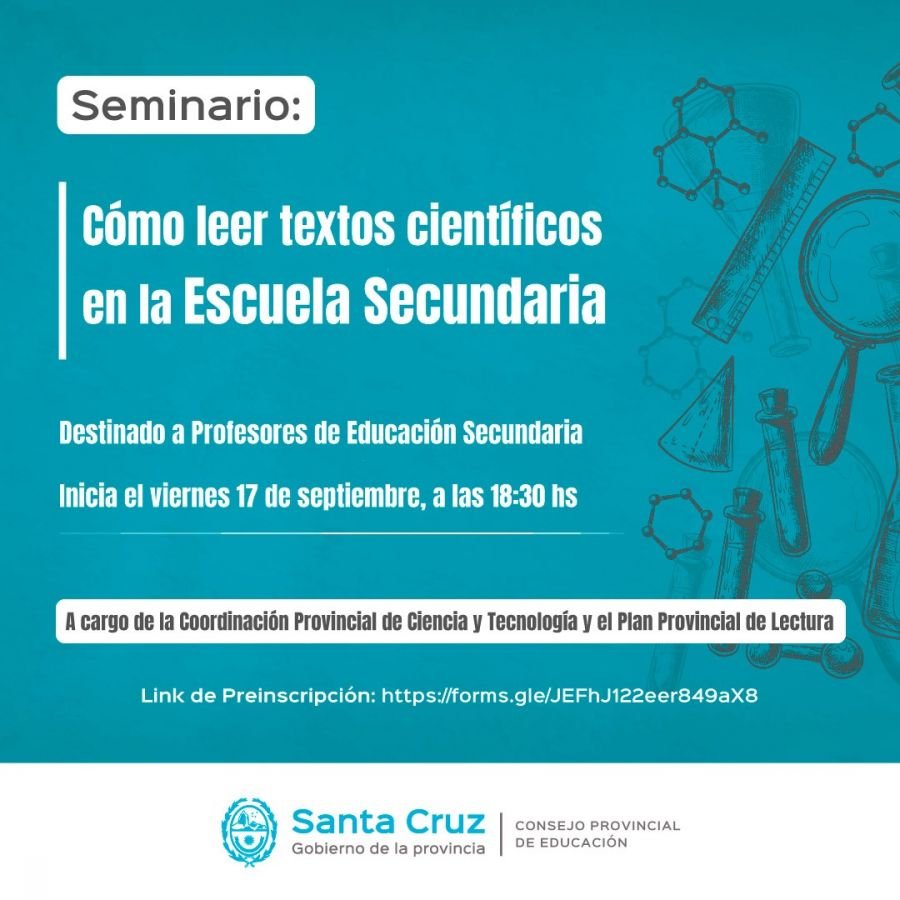Se encuentra abierta la preinscripción al Seminario “Cómo leer textos científicos en la Escuela Secundaria”