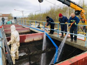 Comenzaron las tareas de limpieza en la Planta Potabilizadora de Agua de Río Gallegos