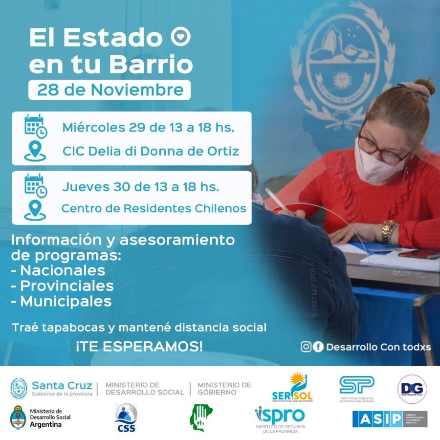 “El Estado en tu Barrio” estará presente en 28 de Noviembre