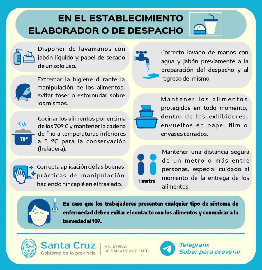 Recomendaciones de higiene para establecimiento elaborador o de despacho de alimentos