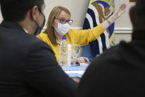 Alicia recibió a especialistas del Instituto Nacional de Prevención Sísmica en Casa de Gobierno