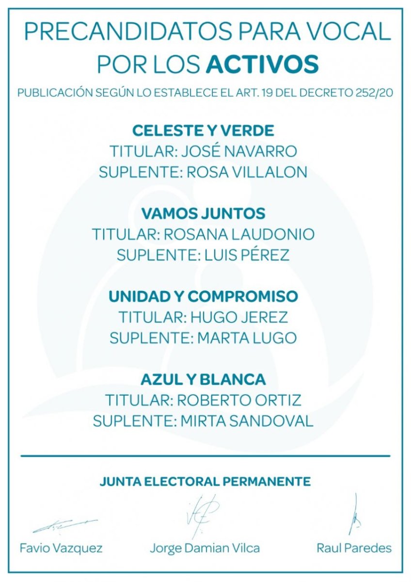 Se encuentran exhibidas las listas de precandidatos para las vocalías de la CSS