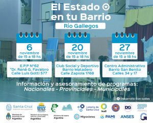Este sábado, El Estado en tu Barrio estará presente en el Club Matadero de Río Gallegos