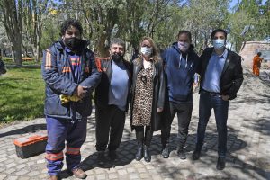 Alicia recorrió los avances de obra en la Plaza San Martín de Río Gallegos