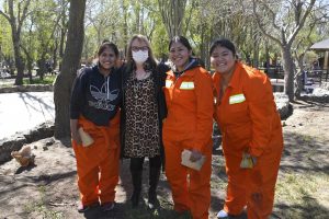 Alicia recorrió los avances de obra en la Plaza San Martín de Río Gallegos