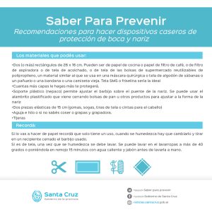 Recomendaciones para el uso de dispositivos de protección de boca y nariz