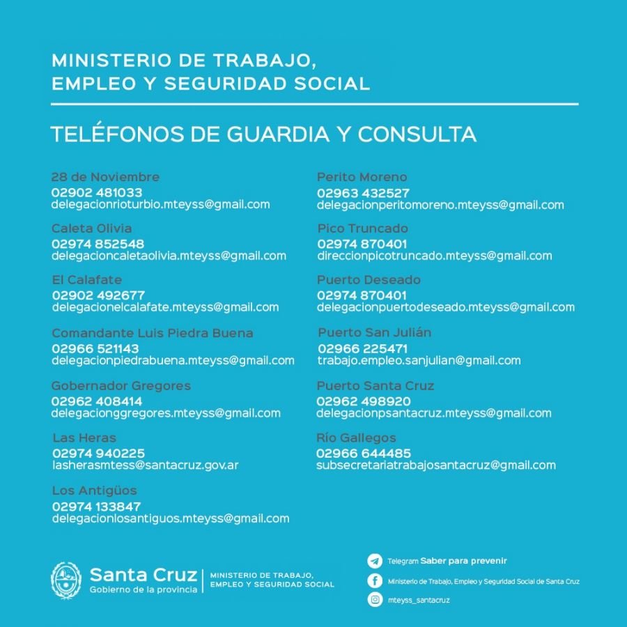 El Ministerio de Trabajo habilita líneas de contacto y canales de consulta