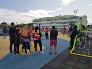 Protección Civil brindó una nueva capacitación en la plaza "Pirincho Roquel" de Río Gallegos