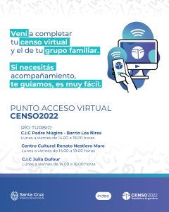 Censo 2022: Primeros Puntos de Acceso Virtual en trece localidades de Santa Cruz