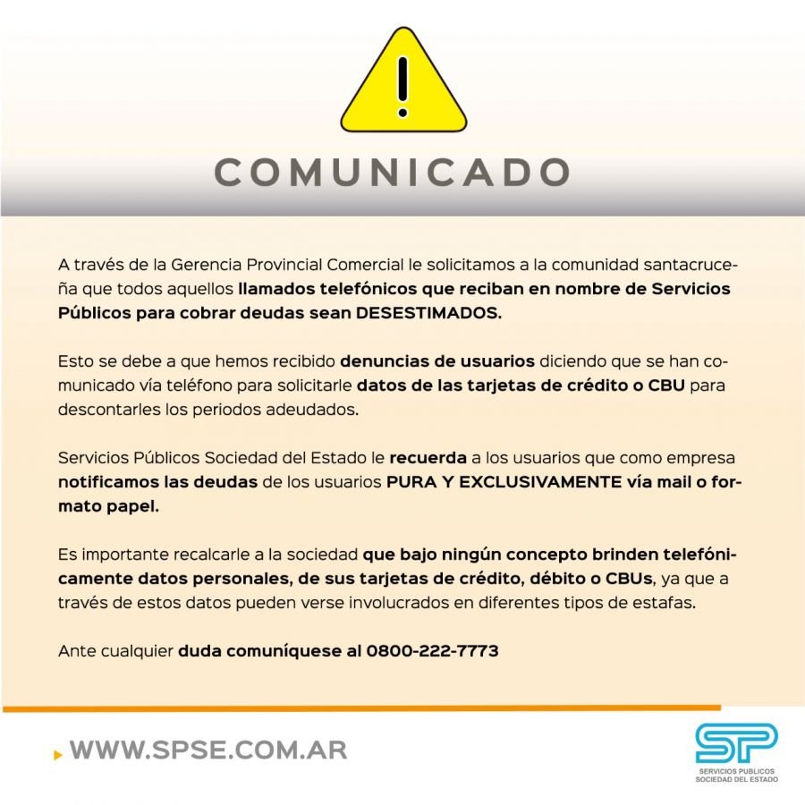 Servicios Públicos advierte sobre llamadas telefónicas fraudulentas
