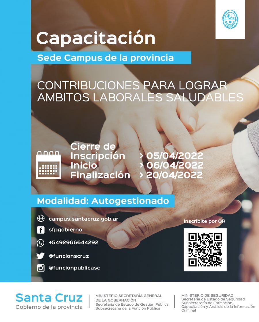 Se encuentra abierta la capacitación “Contribuciones para lograr ámbitos laborales saludables"